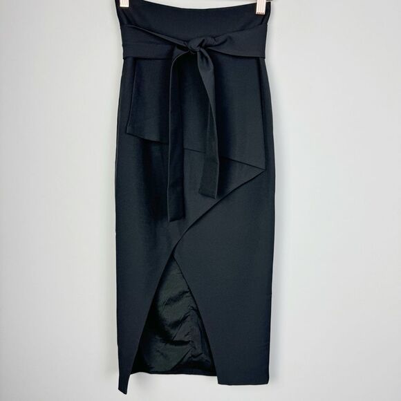 SUNDAYS THE LABELREVOLVE Black High Low Ruffle Front Belted Skirt Women’s 6